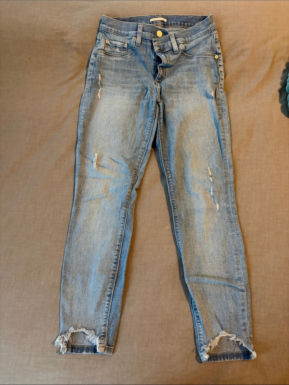 Socialite Light Blue Distressed Ankle Crop Jeans